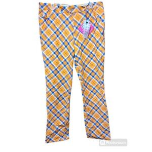 Royal & Awesome Men`s Golf Pants Tangerine Tartan Orange  38-32. With Divot Tool
